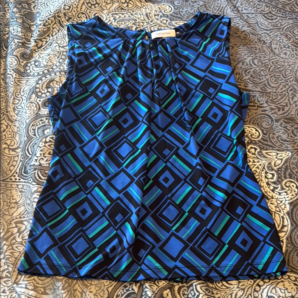 Calvin Klein Blue Graphic Blouse